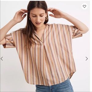Madewell Courier Button Back Rainbow Stripe Shirt
